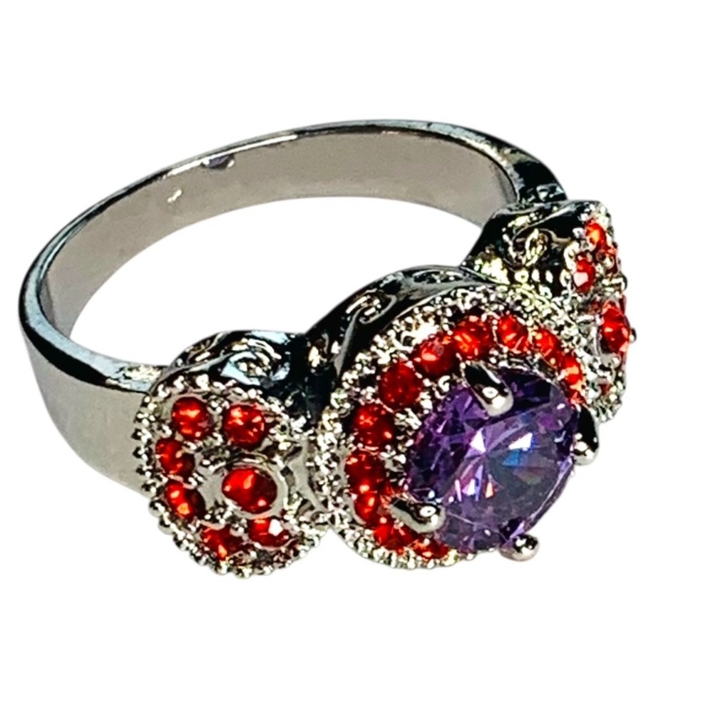 Vintage Purple and Red Gemstone Fashion Ring‎ - Picture 7 of 10